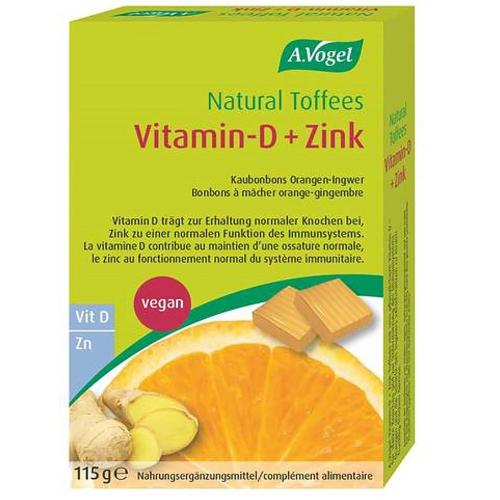 A.Vogel Natural Toffees Vitamin-D & Zink Συμπλήρωμα Διατροφής με Τζίντζερ & Πορτοκάλι για Ενίσχυση του Ανοσοποιητικού 115g